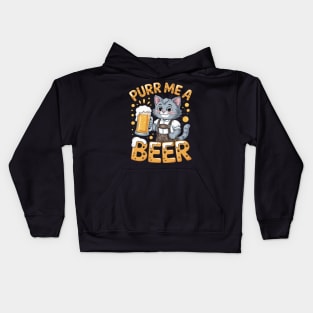 British Longhair Cat Bavarian Drinking Beer Purr Me A Beer Kids Hoodie